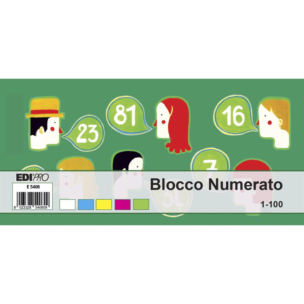 Edipro Blocco numerato colorato 1-100, 13x6 cm