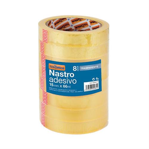 Nikoffice Rotolo Nastro adesivo, trasparente, 15x66 mt