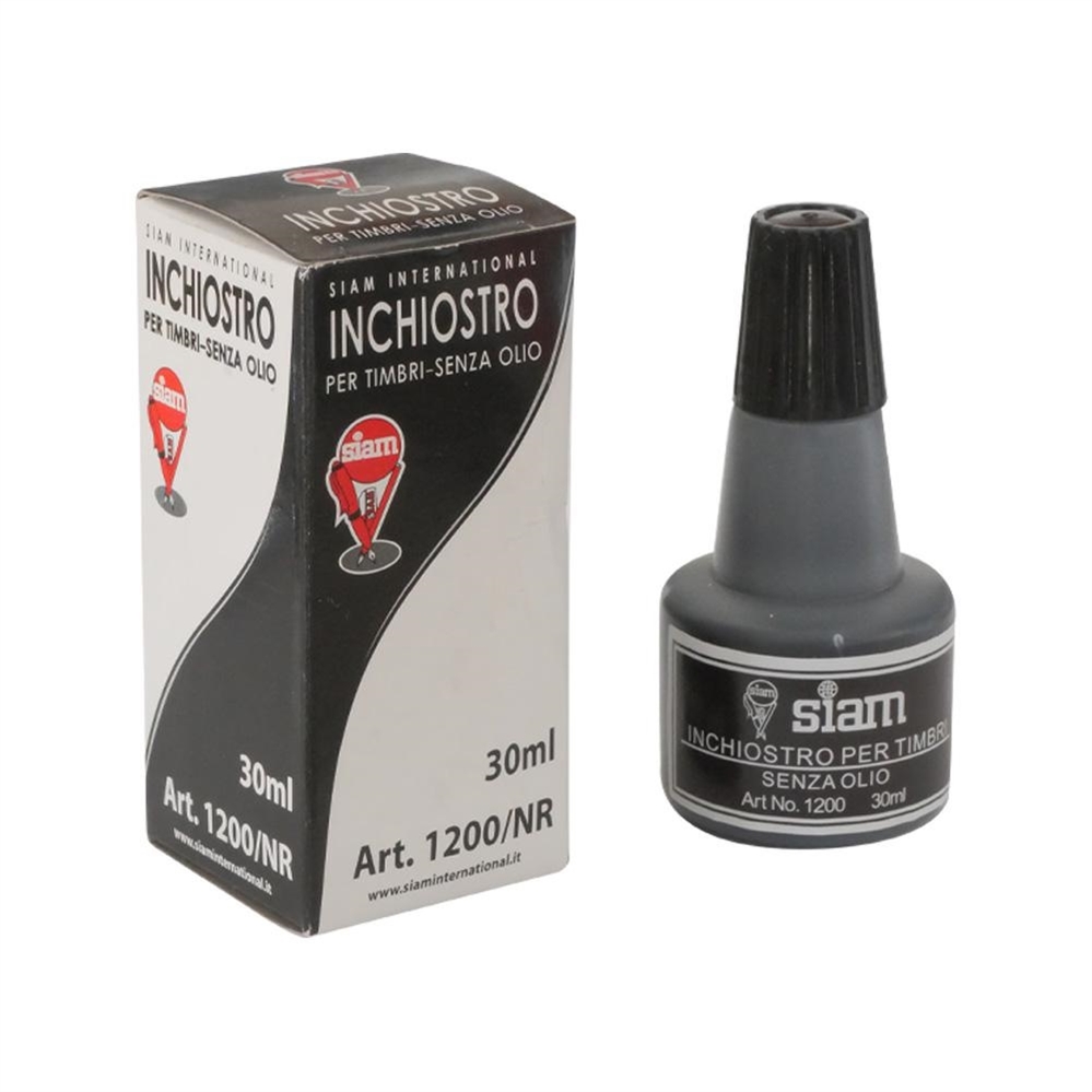 Siam inchiostro per timbri senza olio 30 ml colore nero