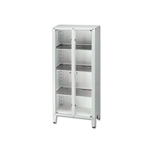 Armadio vetrina a 2 ante in vetro, 75x37x164 cm, 3 ripiani
