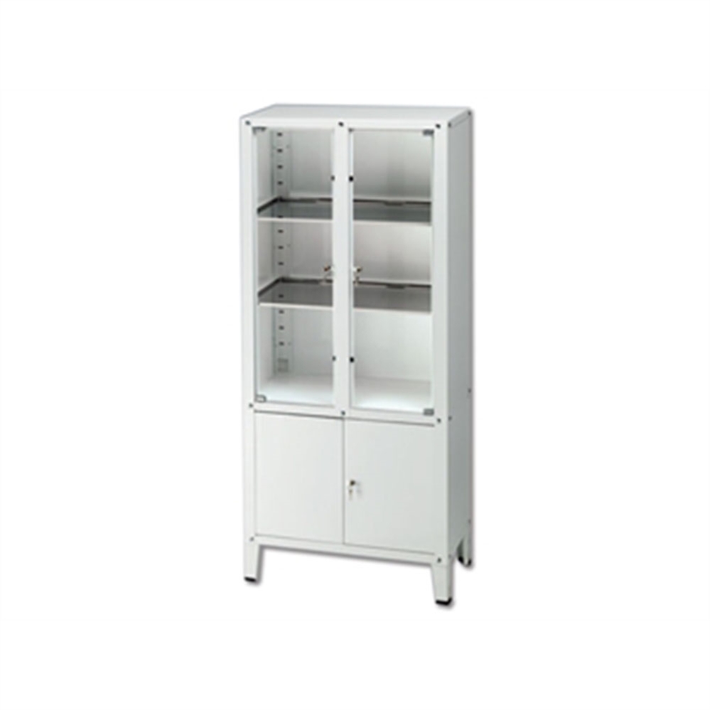Armadio Vetrina a 4 ante 75x37x164 cm, 3 ripiani, Bianco