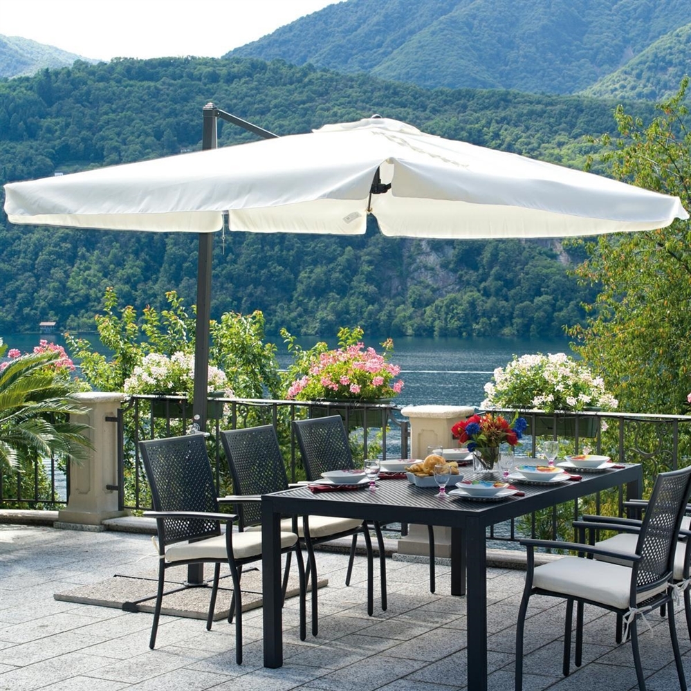 Ombrellone rettangolare 3x2 mt, palo laterale retrattile