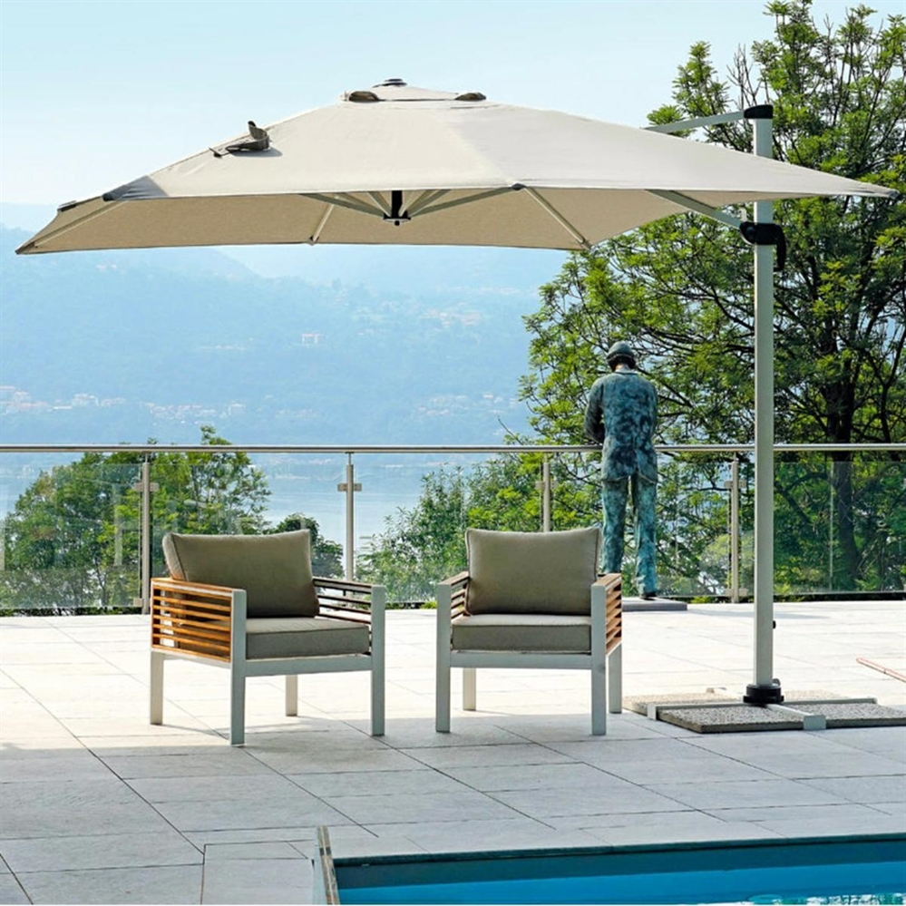 Ombrellone 3x3 m con palo laterale girevole tessuto grigio