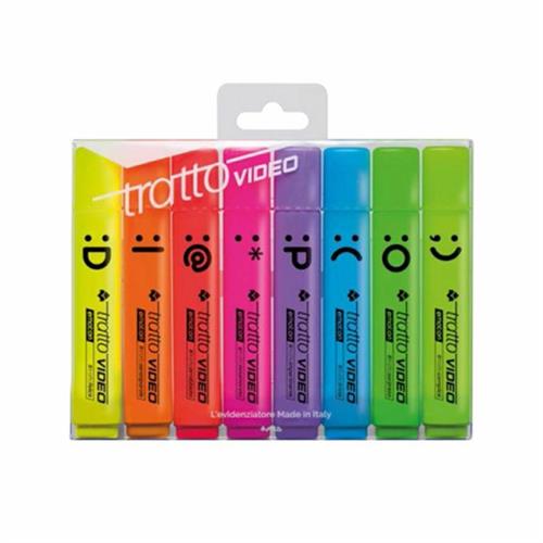 Tratto video emotion evidenziatori, scalpello, 8 colori