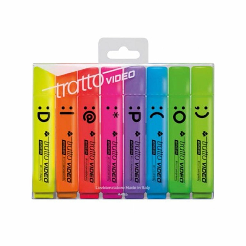 Tratto video emotion evidenziatori, scalpello, 8 colori