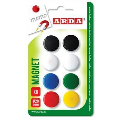 Arda magneti per lavagna, diametro 20 mm, colori assortiti (