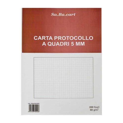 Fogli protocollo senza margini A4 quadretti 5mm, 200 fogli