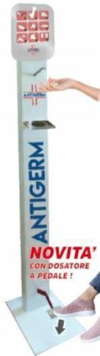 Antigerm colonna dipesers gel in metallo con pedale