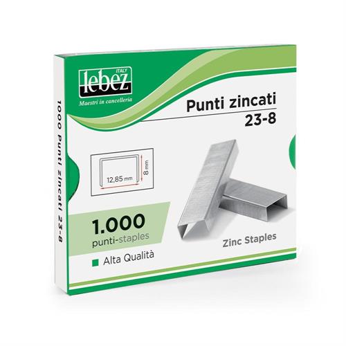 Lebez Punti zincati 23/8, passo 12,8 mm, gamba 8 mm, 1000 pz