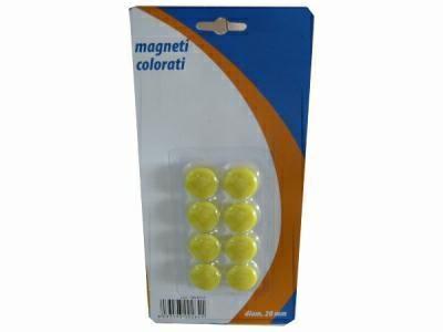 Magnete per lavagna, 20 mm, rotondo, giallo (8 pezzi)