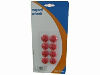 Magnete per lavagna, 20 mm, rotondo, rosso (8 pezzi)