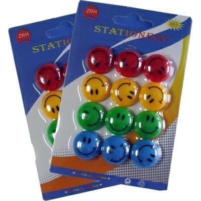 Magnete per lavagna smile, 20 mm, 4 colori  (12 pezzi)
