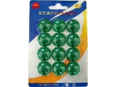 Magnete per lavagna, 20 mm, rotondo, verde (12 pezzi)