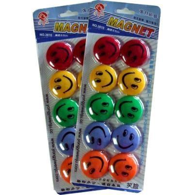 Magnete per lavagna smile, 35 mm, colori assortiti  (10 pezz