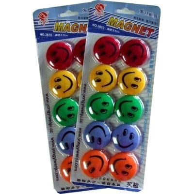 Magnete per lavagna smile, 35 mm, colori assortiti  (10 pezz
