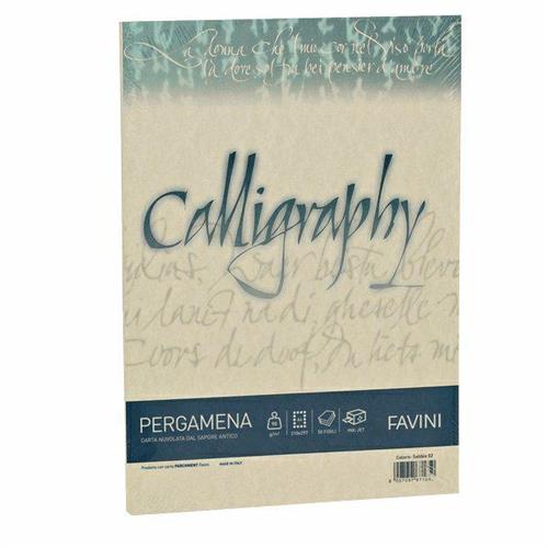Favini Carta pergamena A4, colore crema, 190 gr, 50 fogli