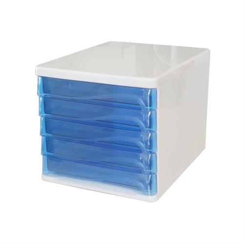 Cassettiera da scrivania, 5 cassetti antiurto, blu