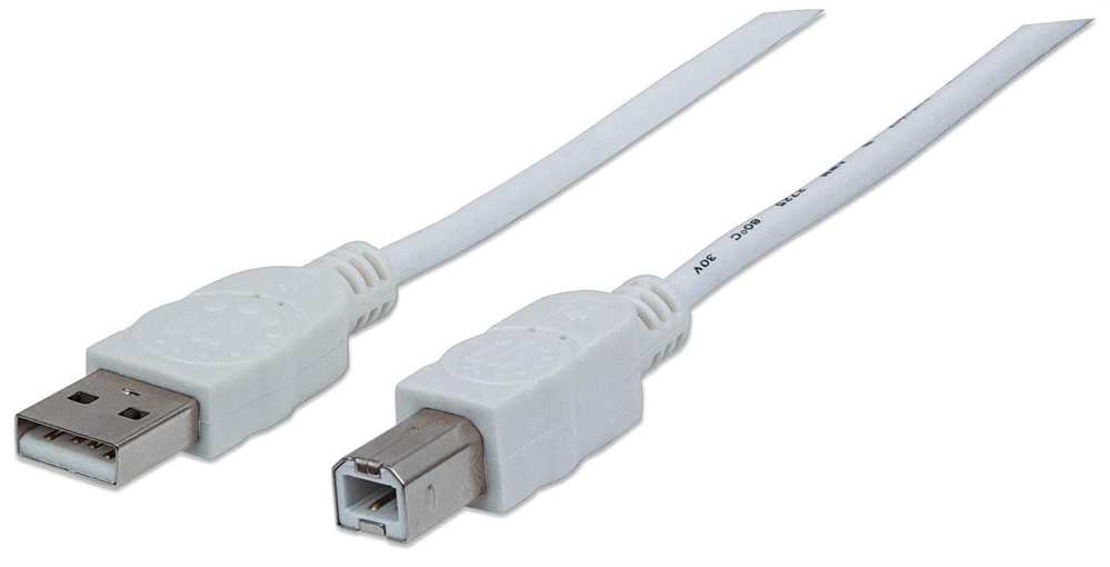 Manhattan cavo usb 2.0 am-bm, 3 metri, bianco