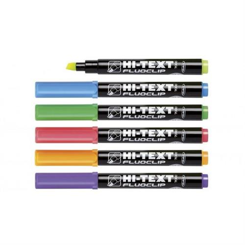 Hitext Evidenziatore arancio punta scalpello fluoclip 7000