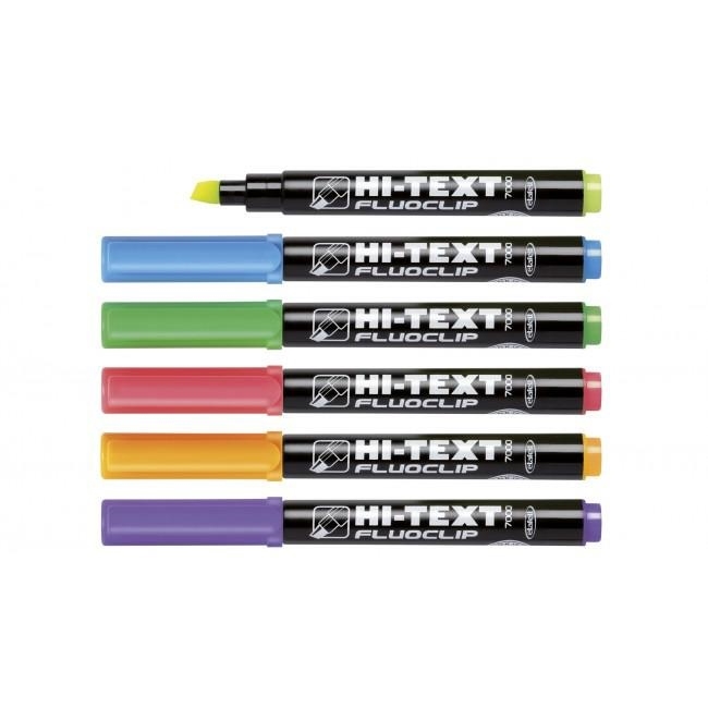 Hitext Evidenziatore arancio punta scalpello fluoclip 7000