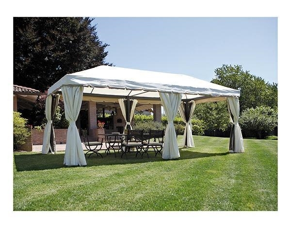 Gazebo 6 x 3 m in alluminio con tende laterali ecru'