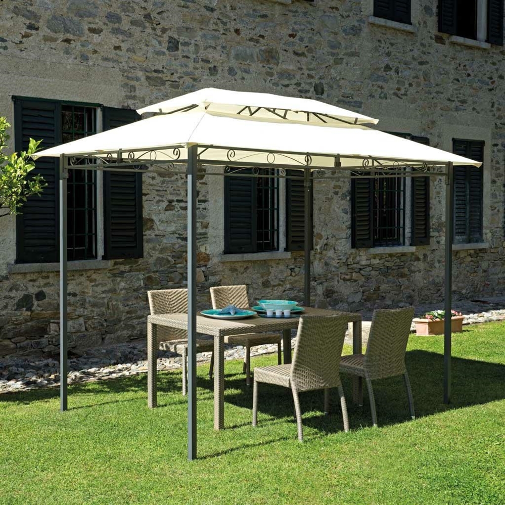 Gazebo  quadrato 3 x 3 m in ferro ecru'