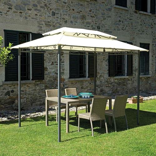 Gazebo  quadrato 3 x 3 m in ferro ecru'