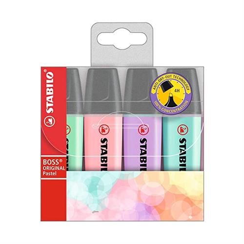 Stabilo boss evidenziatore colori pastello (confezione 4 pz)