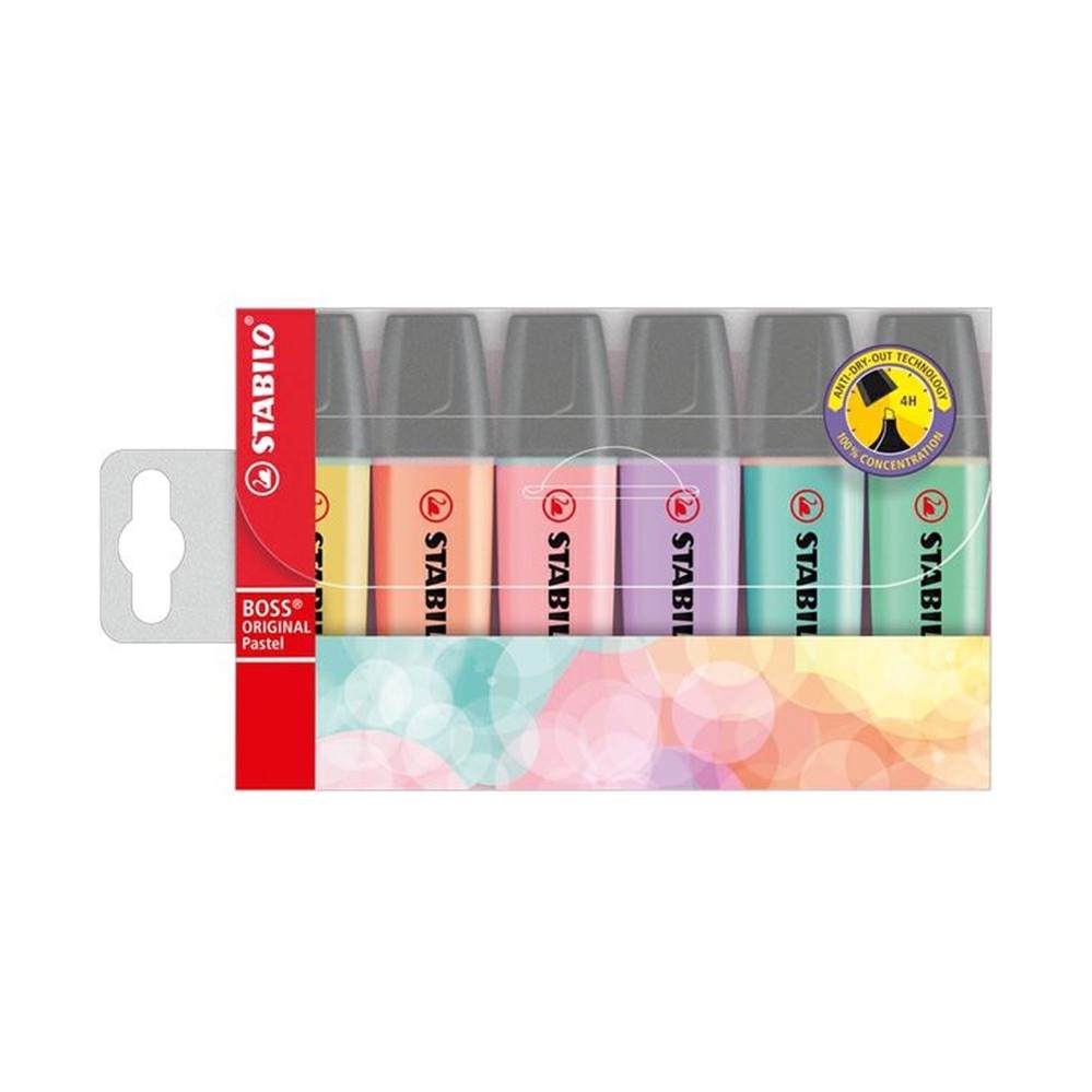 Stabilo Boss Evidenziatore colori pastello, 6 pezzi