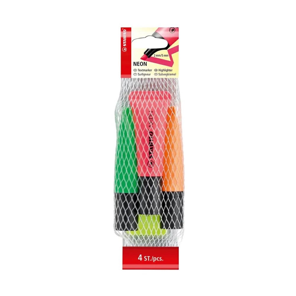 Stabilo neon evidenziatore fluo, in retina da 4 pz