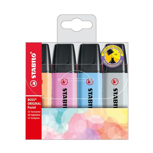 Set 4 stabilo boss evidenziatore colori pastello