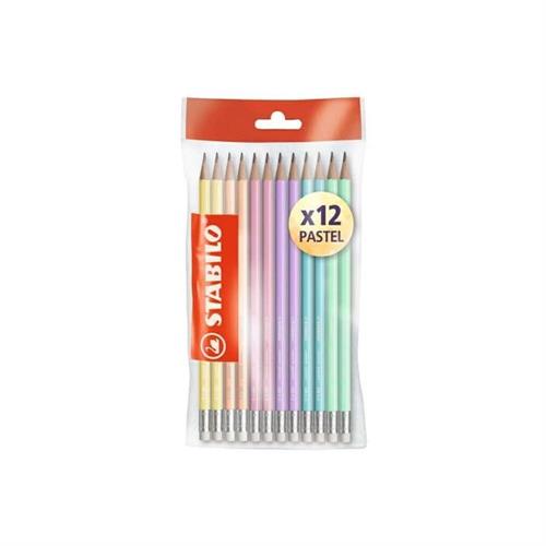 Stabilo Swano Pastel Matita in grafite con gommino, 12 pezzi