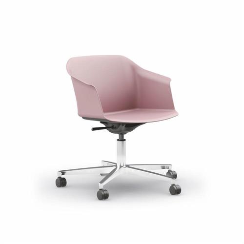 Poltroncina girevole da interno, scocca crema e telaio nero