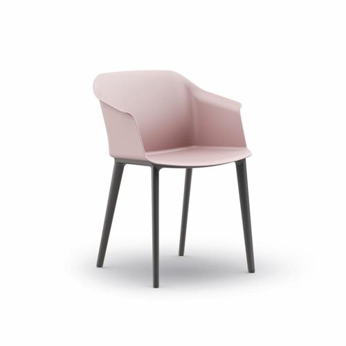 Poltroncina da interno 4 gambe, scocca crema e telaio nero