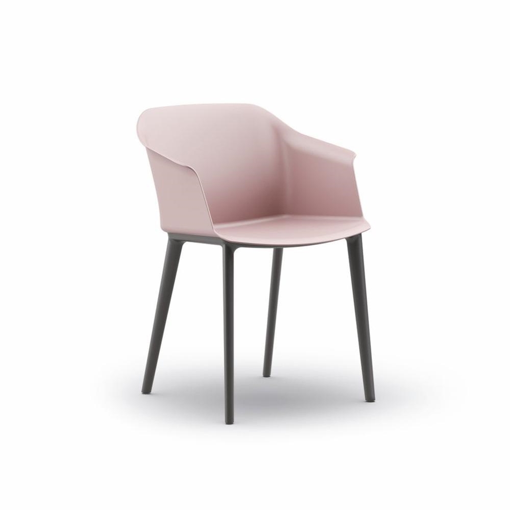 Poltroncina da interno 4 gambe, scocca crema e telaio nero