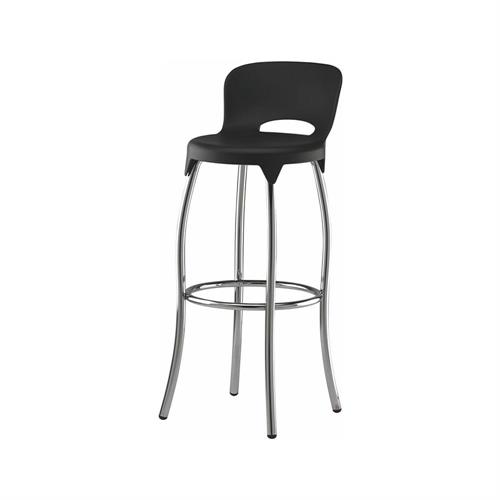 Sgabello alto 4 gambe con poggiapiedi con schienale nero