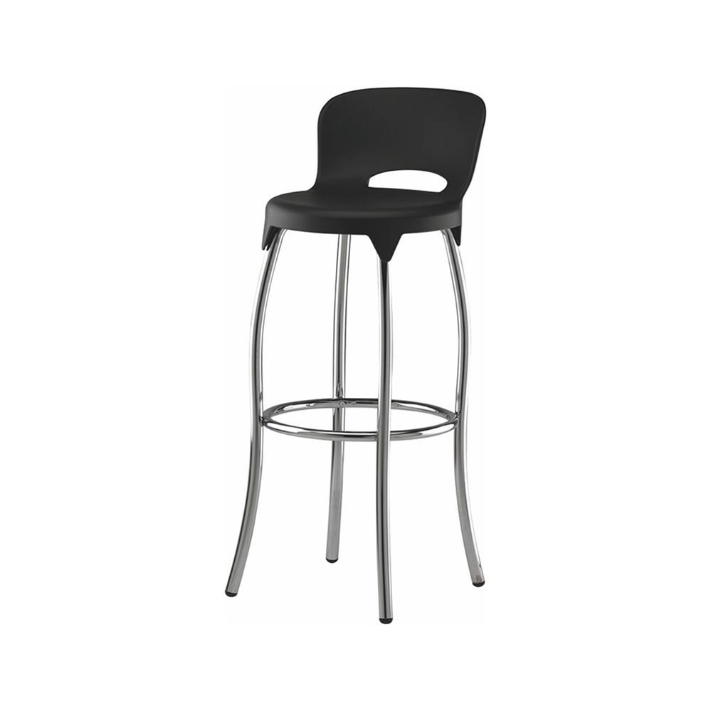 Sgabello alto 4 gambe con poggiapiedi con schienale nero