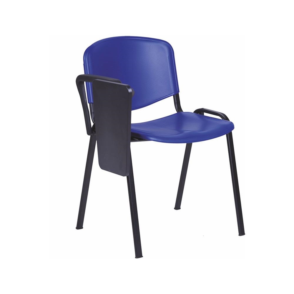 Sedia per sala d'attesa con scrittoio, impilabile, blu gig