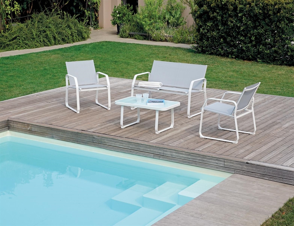 Set relax da giardino divano 2 poltrone e tavolino vetro