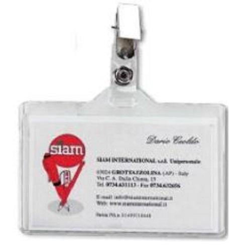 Siam portanome portabadge trasparente con clip, 100 pezzi