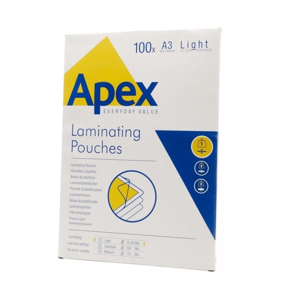 Apex Pouches per plastificatrice A3 80 micron, 100 fogli