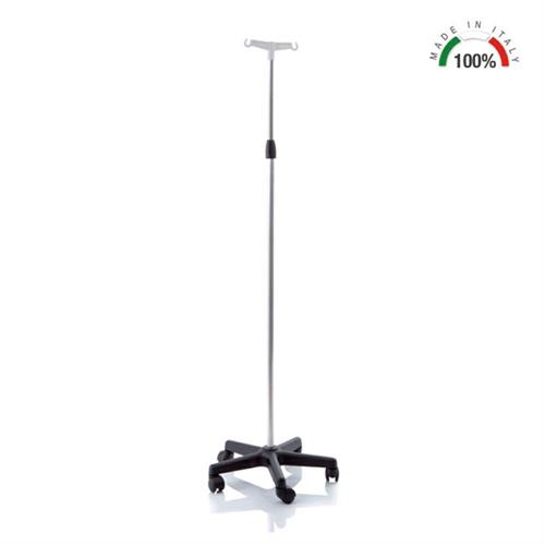 Asta portaflebo 2 ganci con ruote in alluminio