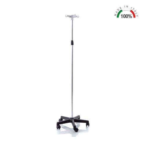 Asta portaflebo 4 ganci con ruote in alluminio