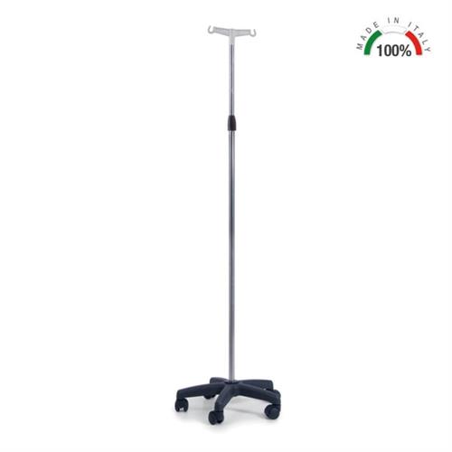 Asta portaflebo in acciaio inox 2 ganci con ruote