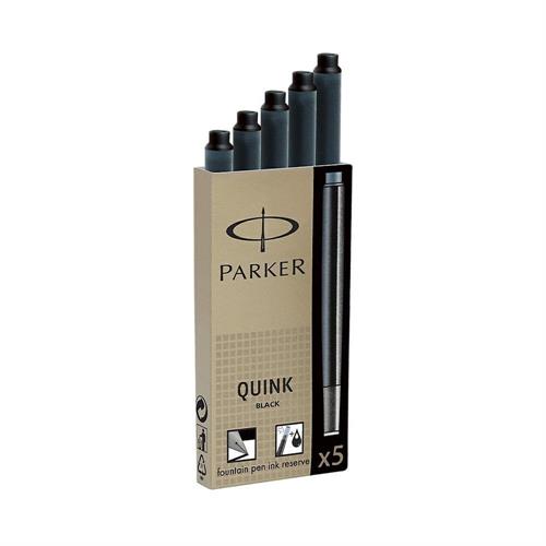 Parker Quink refill per penne stilografiche, nero, 5 pezzi