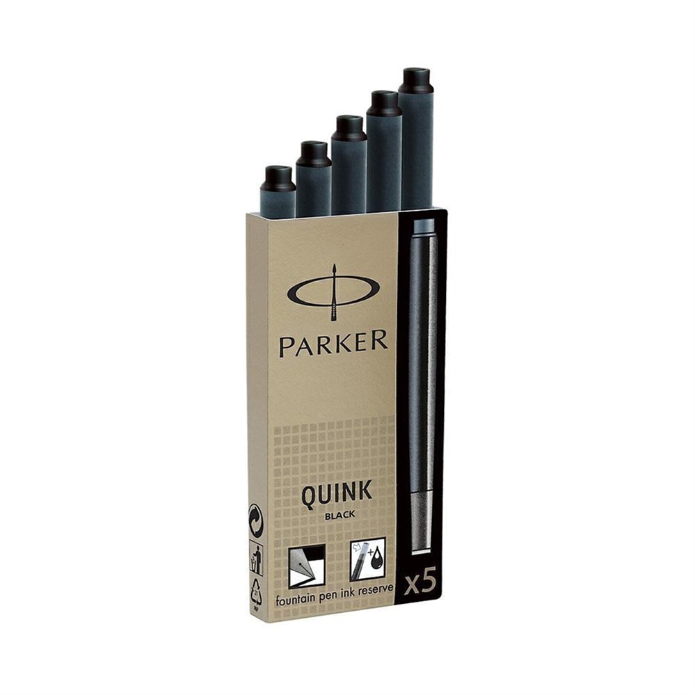 Parker Quink refill per penne stilografiche, nero, 5 pezzi