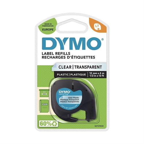 Dymo Nastro LetraTag mm 12x4 m trasparente in plastica