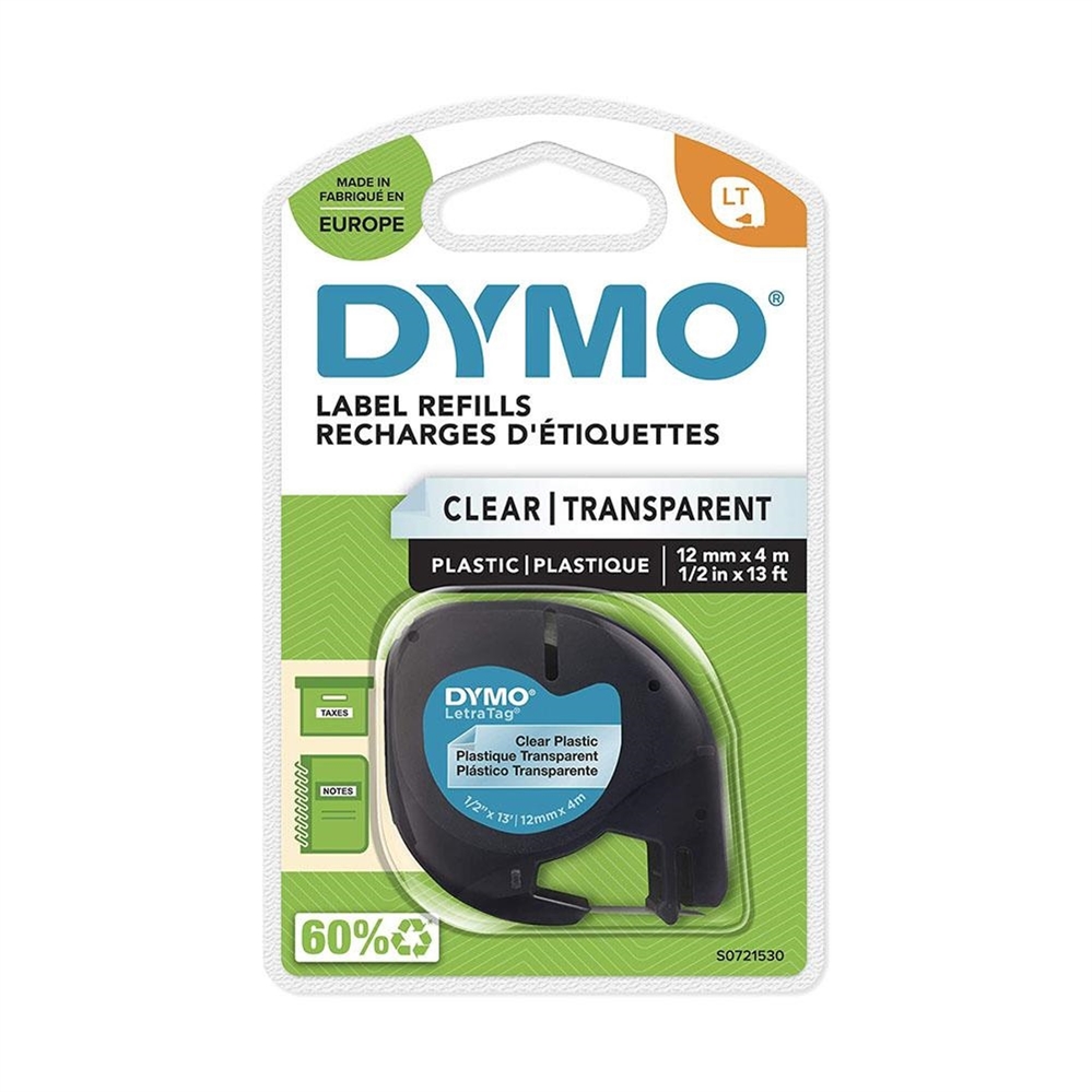 Dymo Nastro LetraTag mm 12x4 m trasparente in plastica