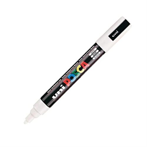 Uni Posca Marcatore Permanente Bianco, punta tonda media