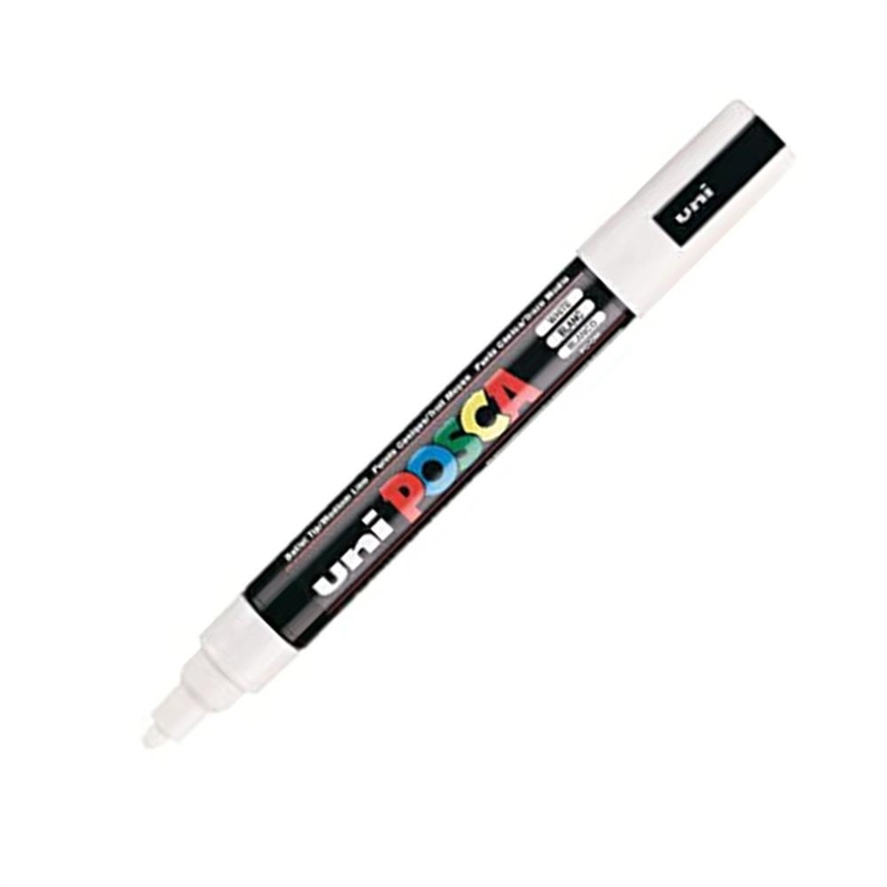Uni Posca Marcatore Permanente Bianco, punta tonda media